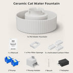 Ceramic Cat Water Fountain, 2.1L/71oz Cupcake Pet Water Fountain