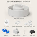 Ceramic Cat Water Fountain, Waatoos 2.1L/71oz Cupcake Pet Water Fountain - Image 9