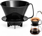 Fino Pour-Over Coffee Brewing Filter Cone, Number 4-Size, Black, Brews