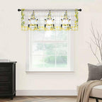 Lemon Dwarfs Sheer Valance Curtains, Gnome Green Leaf Wood Striped Black Plaid - Image 5