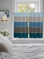 Retro Farm Blue Gray Wood Grain Window Valance Curtains, Rustic Wooden Plank - Image 4