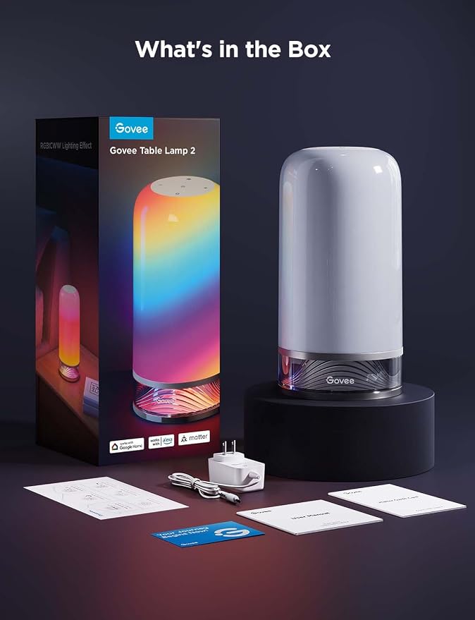 Govee RGBIC Smart Table Lamp 2, Touch Bedside Small Table Lamp Matter, Alexa - Image 9