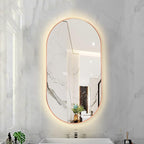 Oval LED Illuminated Bathroom Mirror, Wall-mounted Vanity Makeup Mirror by Unknown