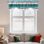 Turquoise Teal Tie Up Valance Curtains - Image 3