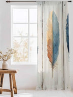 Sheer Curtains 84 Inches Long, Boho Ombre Vintage Wooden Grain Privacy Voile - Image 3