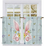 Easter Kitchen Tier Curtains 45 Inch Long 2 Panel Set, Rod Pocket Short Window - Image 2