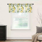 Spring Summer Lemon Sheer Valance Curtains, Leaf Flower White Wood Grain Light - Image 5