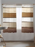 Sheer Curtains 72 Inches Long, Vintage Geometric Brown Semi Sheer Curtains - Image 5