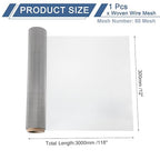 uxcell 60 Mesh 118" x 12" Woven Wire Mesh, 304 Stainless Steel Air Vent Filter - Image 2