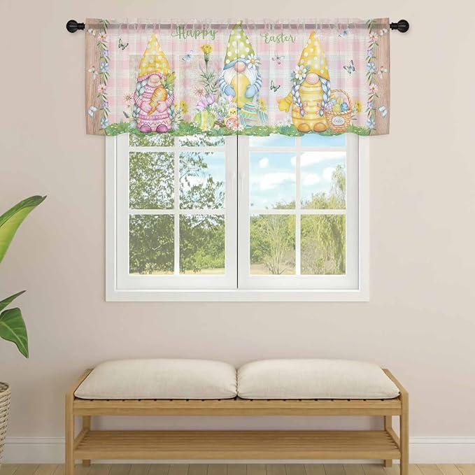 Happy Easter Sheer Valances for Windows 60"x18", Light Filtering Kitchen - Image 4