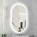 Oval LED Illuminated Bathroom Mirror, Wall-mounted Vanity Makeup Mirror by Unknown