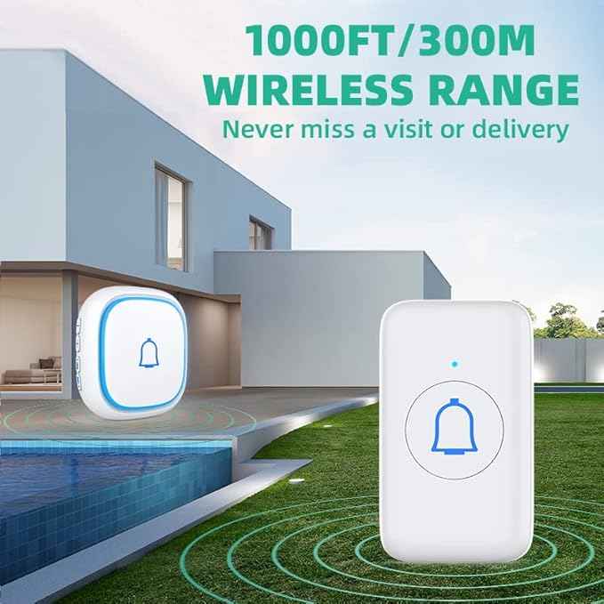 Wireless Doorbell for Home Classroom IP66 Waterproof Door Bell Ringer Wireless