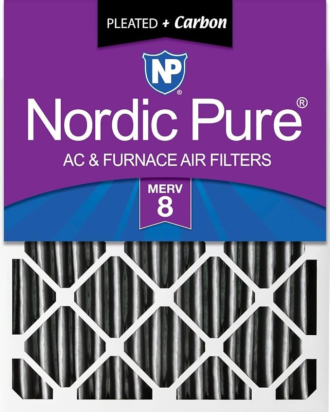 Nordic Pure 18x24x4 Pleated Plus Carbon Air Filters MERV 8 1 Pack by NordicPure