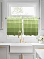 Gradient Green Wooden Board Window Valance Curtains, Retro Country Wood Grain by IDOWMAT