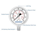 MEASUREMAN Fully Stainless Steel Hydraulic Glycerin Filled Pressure Gauge - Image 3