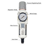 XingNEeng 1/2" NPT Compressed Air Filter Regulator Combo Piggyback, Water/Oil - Image 2