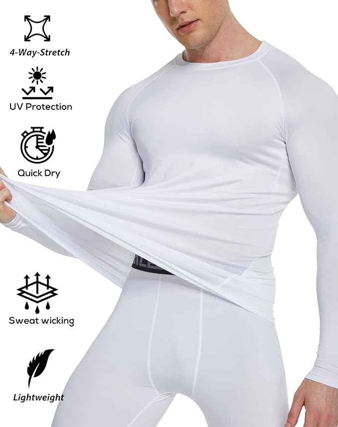 5 or 4 Pack Compression Shirts for Men Long Sleeve Athletic Base Layer