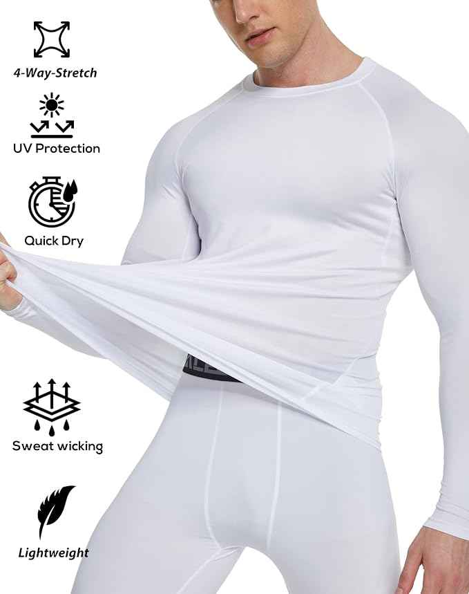 5 or 4 Pack Compression Shirts for Men Long Sleeve Athletic Base Layer