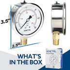 SENCTRL 60 Psi Glycerin Liquid Filled Low Pressure Gauge, 2.5" Dial Size - Image 6