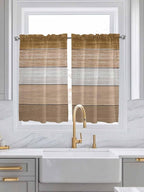 Retro Farm Wood Board Window Valance Curtains, 2 Panel - Image 2