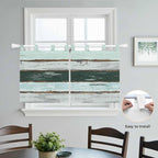 Blue Teal Kitchen Curtains 36 Inch Length, Small Window Curtains Tab Top - Image 4