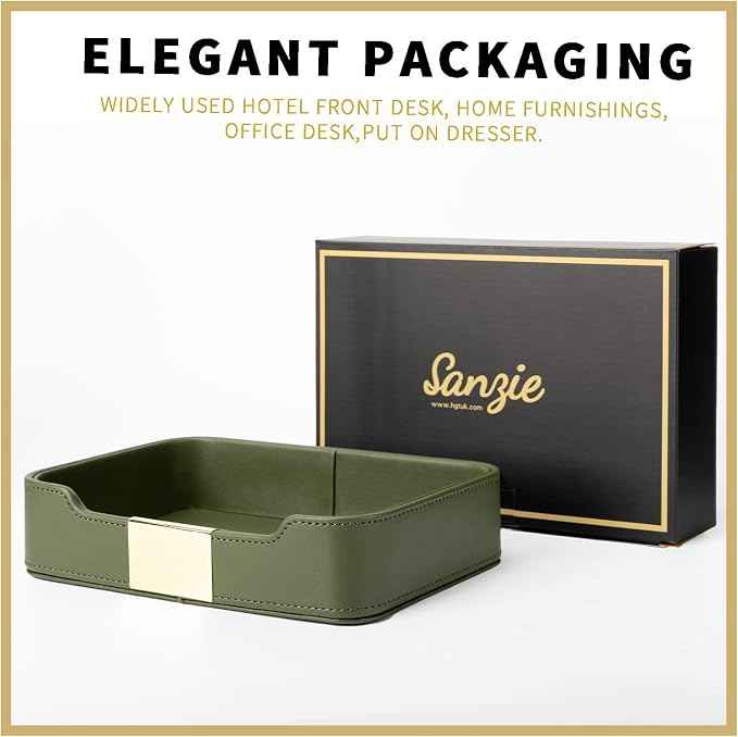 SANZIE Luxury Leather Tray Desktop Storage Catchall Organizer Decorative Tray