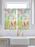 Easter Kitchen Curtains 54 Inches length, Spring Bunny Colorful Rabbit Eggs - Image 3