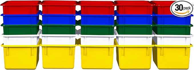 Wood Designs Cubby Storage Bin, Heavy Duty Plastic Containers