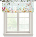 Easter Sheer Valances for Windows 42"x12", Light Filtering Kitchen Curtains by Unknown