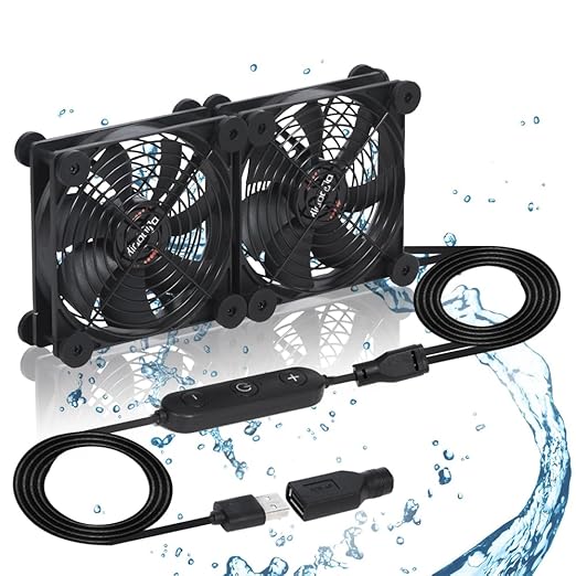 Dual 120mm Fan with 10 Speed USB 5V DC 12V IPX5 Waterproof Cooling Fan by xiaoqijia