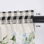 Blue Pink Floral Sheer Valance Curtains, Spring Summer Botanical Linen Black - Image 7