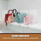 12 Pack Acrylic Shelf Dividers for Closet Organization, Purse Organizers for