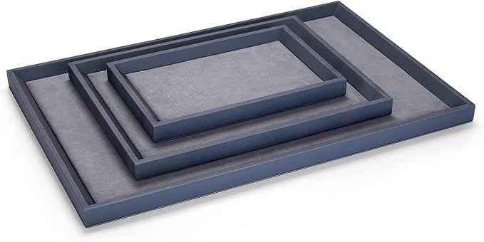 Oirlv Premium Leather Flat Jewelry Tray Jewelry Display Organizer Plate