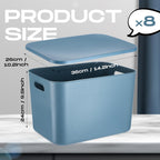 8 Pieces Storage Bins, 14.2 x 10.2 x 9.5 Inch, Blue