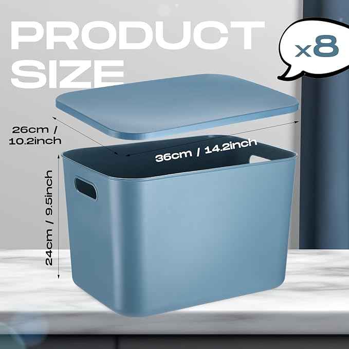 Hoolerry 8 Pieces Colorful Storage Bins