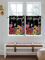 Spring Flowers Half Window Curtains 24 Inches Long, Watercolor Country Colorful - Image 4