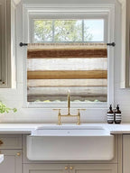 Sheer Curtains 45 Inch Length, Vintage Country Geometric Striped Privacy Voile - Image 3