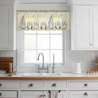 Rustic Lemon Gnomes Sheer Valance Curtains, Summer Fruit Leaves Retro Linen - Image 2