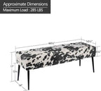 DUHOME Velvet Bench Ottoman, Upholstered Bedroom Benches Cow Print End of Bed