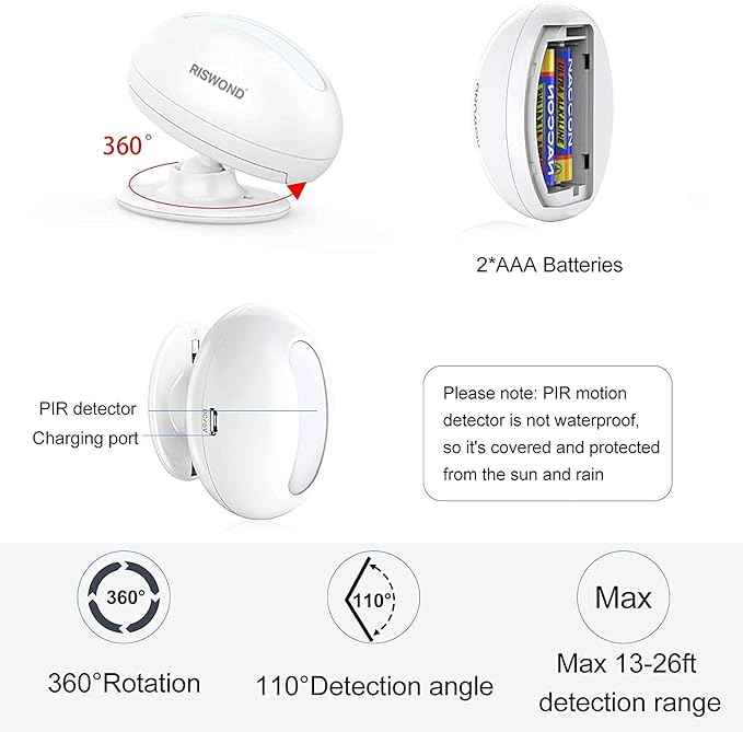 Wireless Motion Sensor Door Chime: Indoor Motion Detector Alarm Business Entry