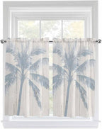 Summer Coconut Tree on Vintage Wood Grain Window Valance Curtains, Seaside - Image 9