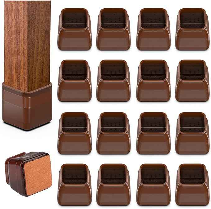 16pcs Square Chair Leg Floor Protectors, Felt Pads Chair Leg Protectors