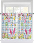 Happy Easter Kitchen Curtains 54 Inches length, Spring Watercolor Bunny Eggs by Unknown