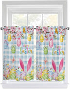 Happy Easter Kitchen Curtains 54 Inches length, Spring Watercolor Bunny Eggs by Unknown