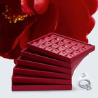 Oirlv Gorgeous Red Leather 24 Gird Jewelry Tray Stackable Jewelry Drawer