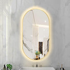 Oval LED Illuminated Bathroom Mirror, Wall-mounted Vanity Makeup Mirror by Unknown