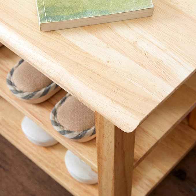 XKZG Storage Bench Wooden Shoe Rack Bench Simple Style Wood Entryway Bench