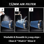 MUGE RACING 6" 152 mm High Flow Inlet Air Filter, Air Intake Cone Filter - Image 4