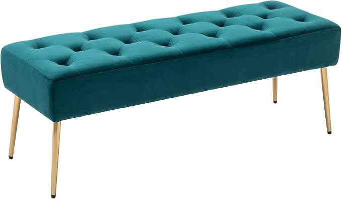 DUHOME Modern Velvet Bench Ottoman, Upholstered Bedroom Benches Footrest Stool