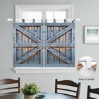 Farmhouse Wood Grain Bedroom Curtains 63 Inch Length, Window Curtains Tab Top - Image 4